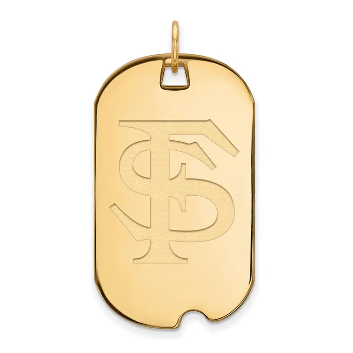 Necklaces Sterling Silver Goldplated Florida State University FS Large Dog Tag Pendant TreasureFineJewelers Necklaces Sterling Silver Goldplated Florida State University FS Large Dog Tag Pendant TreasureFineJewelers