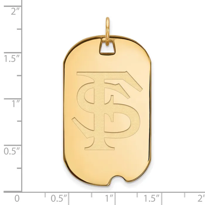 Necklaces Sterling Silver Goldplated Florida State University FS Large Dog Tag Pendant TreasureFineJewelers