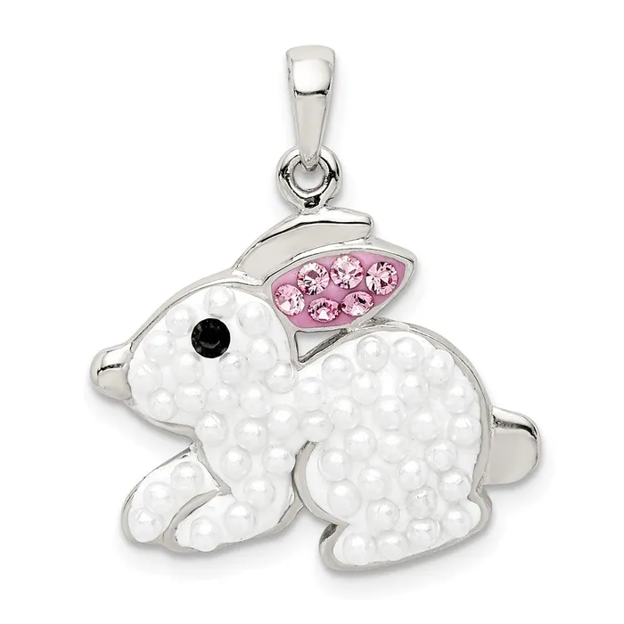 Necklaces Sterling Silver Imitation Pearl Preciosa Crystal Rabbit Pendant TreasureFineJewelers Necklaces Sterling Silver Imitation Pearl Preciosa Crystal Rabbit Pendant TreasureFineJewelers