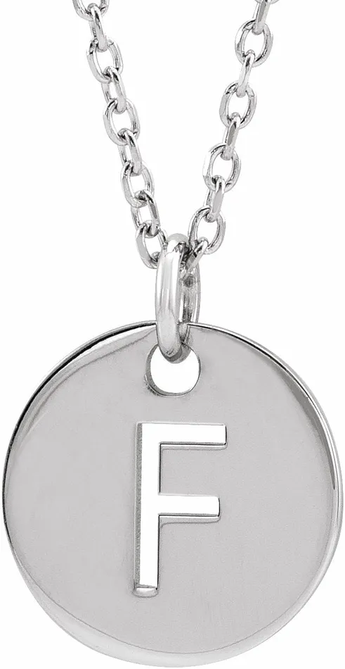 Necklaces Sterling Silver Initial F 10 mm Disc 1618 Necklace TreasureFineJewelers Necklaces Sterling Silver Initial F 10 mm Disc 1618 Necklace TreasureFineJewelers