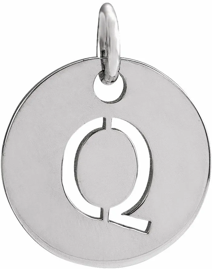 Necklaces Sterling Silver Initial Q 10 mm Disc Pendant TreasureFineJewelers Necklaces Sterling Silver Initial Q 10 mm Disc Pendant TreasureFineJewelers