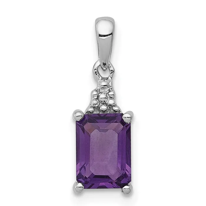Necklaces Sterling Silver Rhodium Plated Amethyst and Diamond Pendant TreasureFineJewelers Necklaces Sterling Silver Rhodium Plated Amethyst and Diamond Pendant TreasureFineJewelers
