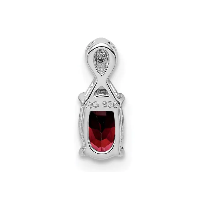 Necklaces Sterling Silver Rhodium Plated Diamond Garnet Oval Pendant TreasureFineJewelers