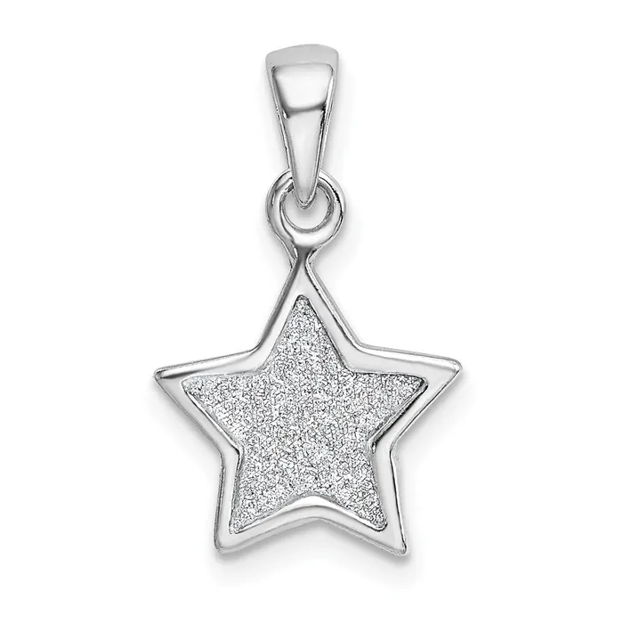 Necklaces Sterling Silver Rhodiumplated Glitter Enamel Fabric Star Pendant TreasureFineJewelers Necklaces Sterling Silver Rhodiumplated Glitter Enamel Fabric Star Pendant TreasureFineJewelers
