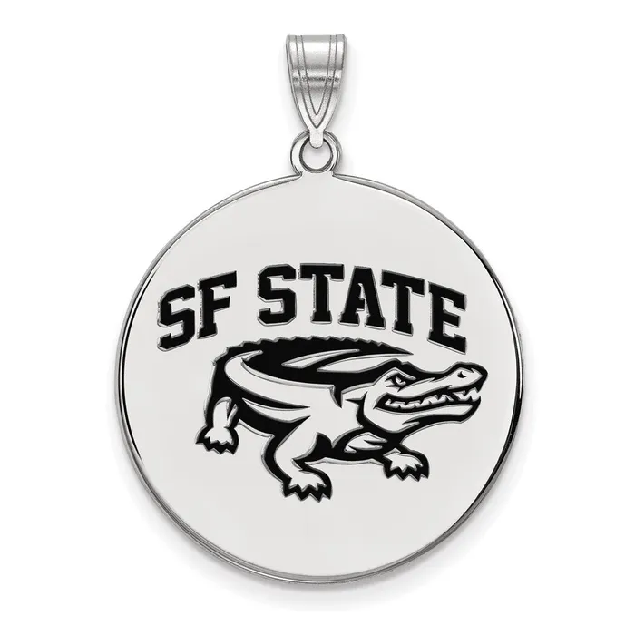 Necklaces Sterling Silver Rhodiumplated San Francisco State University Extra Large Enameled Disc Pendant TreasureFineJewelers Necklaces Sterling Silver Rhodiumplated San Francisco State University Extra Large Enameled Disc Pendant TreasureFineJewelers