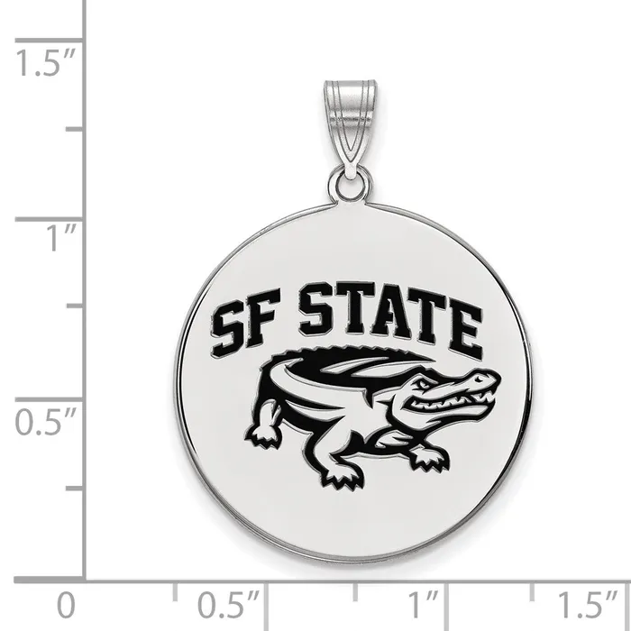Necklaces Sterling Silver Rhodiumplated San Francisco State University Extra Large Enameled Disc Pendant TreasureFineJewelers