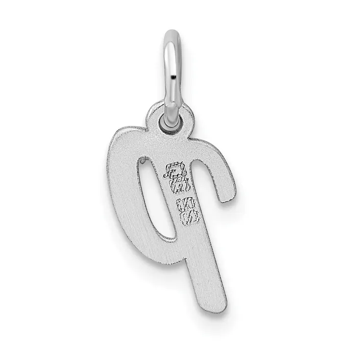 Necklaces Sterling Silver Rhodiumplated Script Letter P Initial Charm TreasureFineJewelers