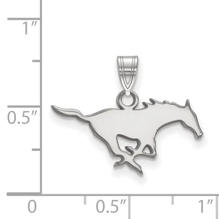 Necklaces Sterling Silver Rhodiumplated Southern Methodist University Mustang Small Pendant TreasureFineJewelers