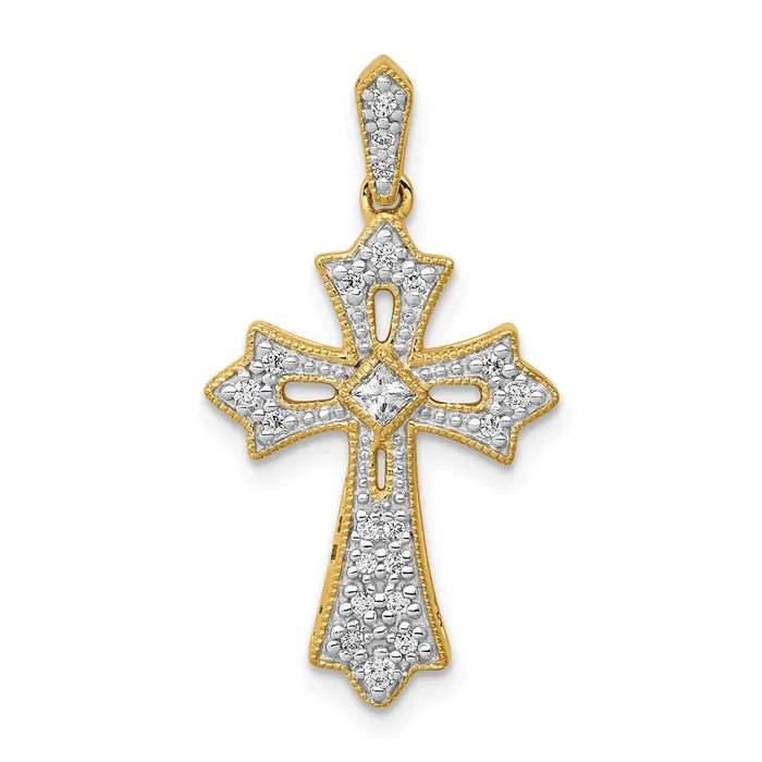 Necklaces TreasureFineJewelers 14k 16ct Diamond Fleur de Lis Cross Pendant Necklaces TreasureFineJewelers 14k 16ct Diamond Fleur de Lis Cross Pendant