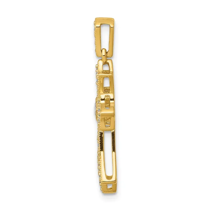 Necklaces TreasureFineJewelers 14k 16ct Diamond Fleur de Lis Cross Pendant