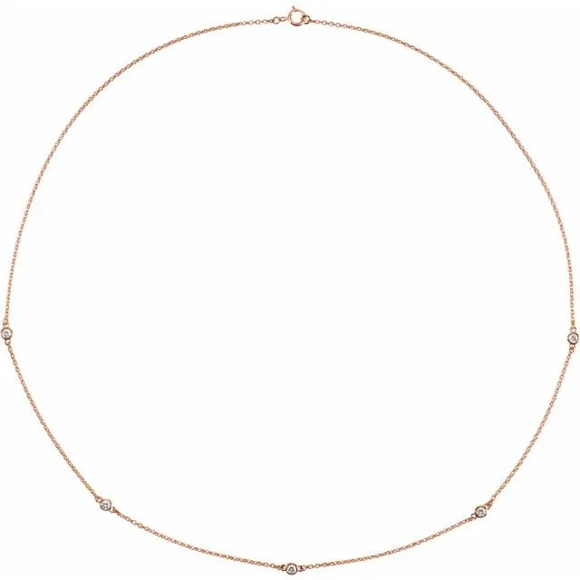 Necklaces TreasureFineJewelers 14K Rose Gold 14 CTW Natural Diamond 5Station 18 Necklace Necklaces TreasureFineJewelers 14K Rose Gold 14 CTW Natural Diamond 5Station 18 Necklace