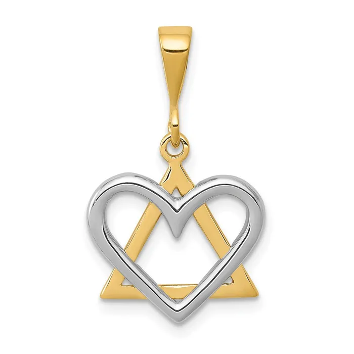 Necklaces TreasureFineJewelers 14K TwoTone Star of David Heart Pendant