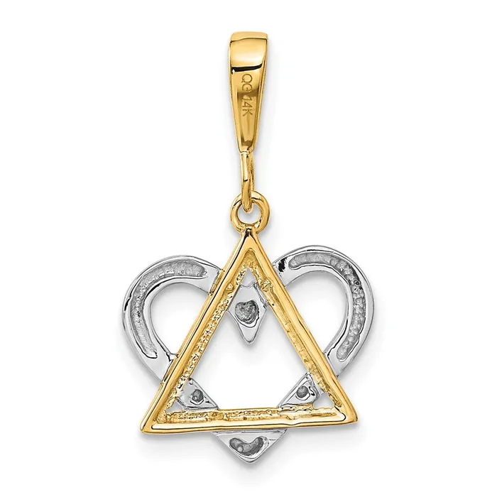 Necklaces TreasureFineJewelers 14K TwoTone Star of David Heart Pendant
