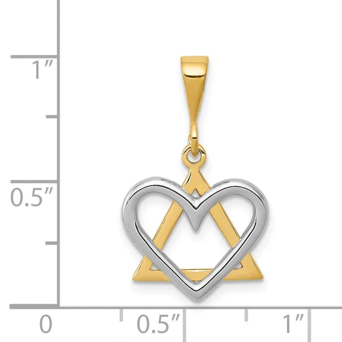 Necklaces TreasureFineJewelers 14K TwoTone Star of David Heart Pendant
