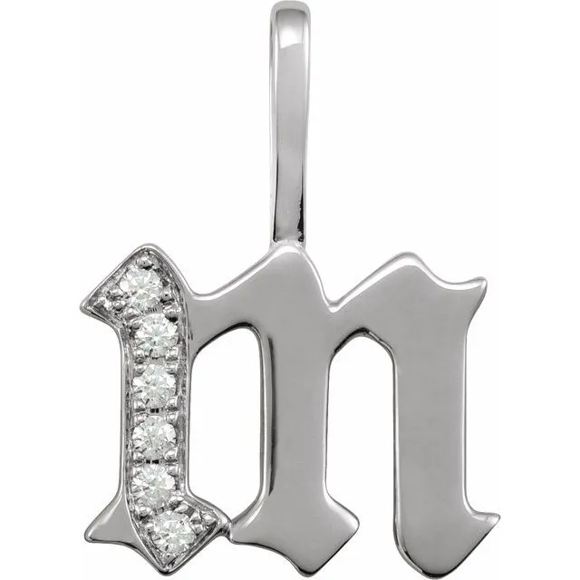 Necklaces TreasureFineJewelers 14K White Gold 06 CTW Natural Diamond Gothic Initial M CharmPendant Necklaces TreasureFineJewelers 14K White Gold 06 CTW Natural Diamond Gothic Initial M CharmPendant