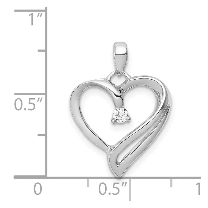 Necklaces TreasureFineJewelers 14k White Gold 115ct Diamond Heart Pendant