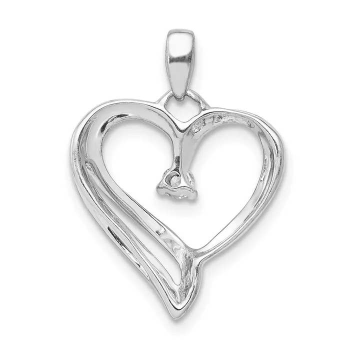 Necklaces TreasureFineJewelers 14k White Gold 115ct Diamond Heart Pendant