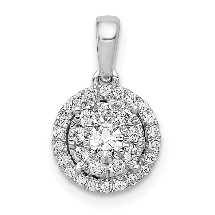 Necklaces TreasureFineJewelers 14k White Gold 13ct Diamond Round Halo Cluster Pendant Necklaces TreasureFineJewelers 14k White Gold 13ct Diamond Round Halo Cluster Pendant