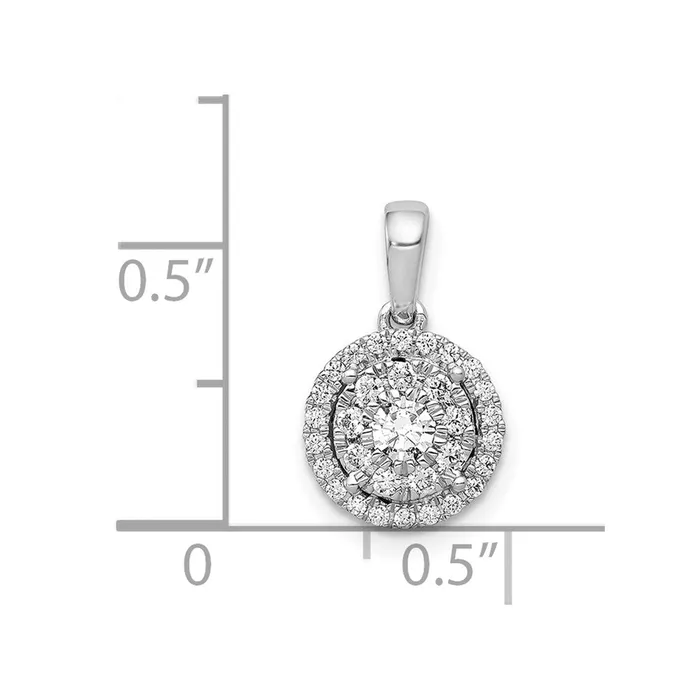 Necklaces TreasureFineJewelers 14k White Gold 13ct Diamond Round Halo Cluster Pendant