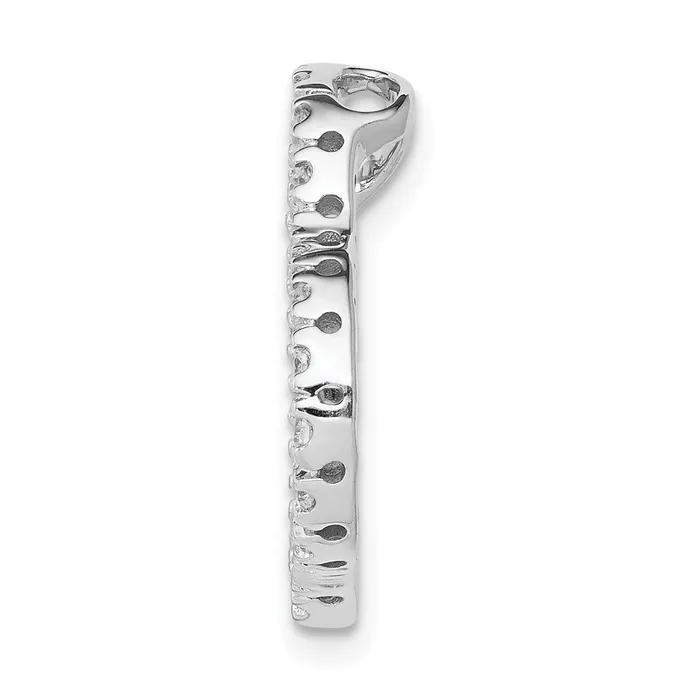 Necklaces TreasureFineJewelers 14k White Gold 15ct Diamond Curved Heart Chain Slide