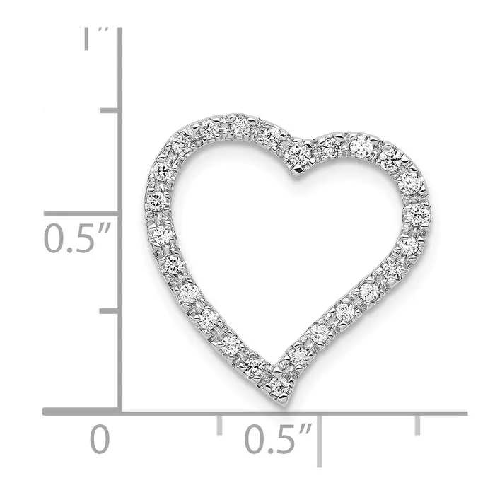 Necklaces TreasureFineJewelers 14k White Gold 15ct Diamond Curved Heart Chain Slide