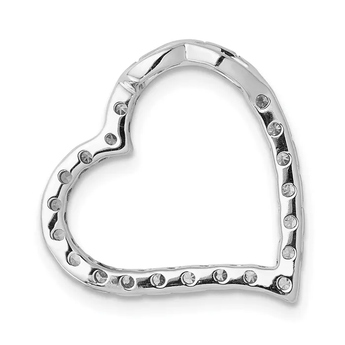 Necklaces TreasureFineJewelers 14k White Gold 15ct Diamond Curved Heart Chain Slide