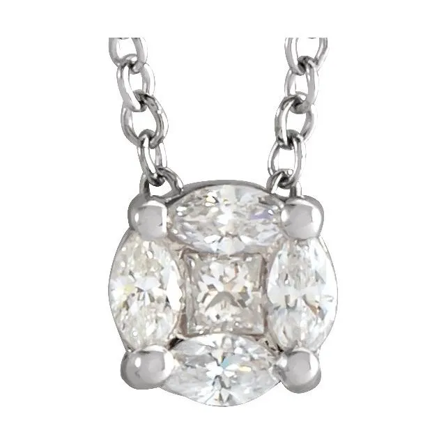 Necklaces TreasureFineJewelers 14K White Gold 16 CTW Natural Diamond Cluster 1618 Necklace Necklaces TreasureFineJewelers 14K White Gold 16 CTW Natural Diamond Cluster 1618 Necklace