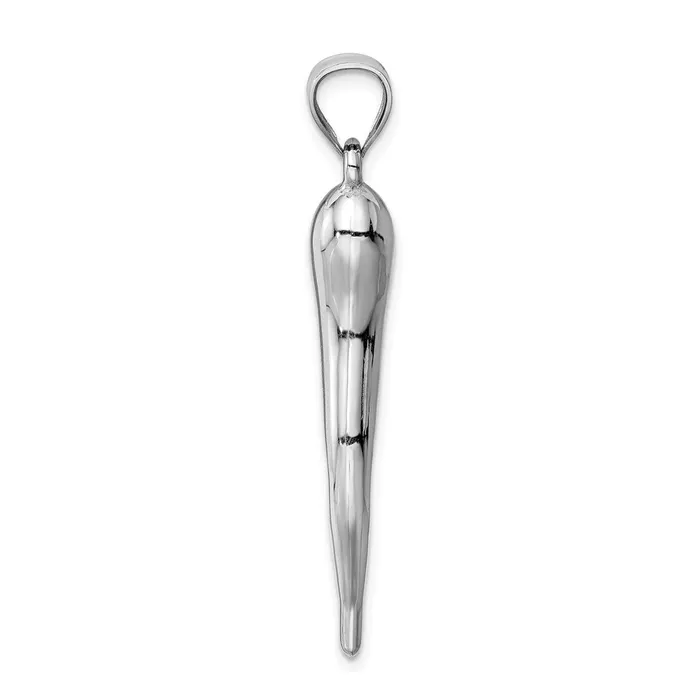 Necklaces TreasureFineJewelers 14k White Gold Hollow 3D Italian Horn Pendant
