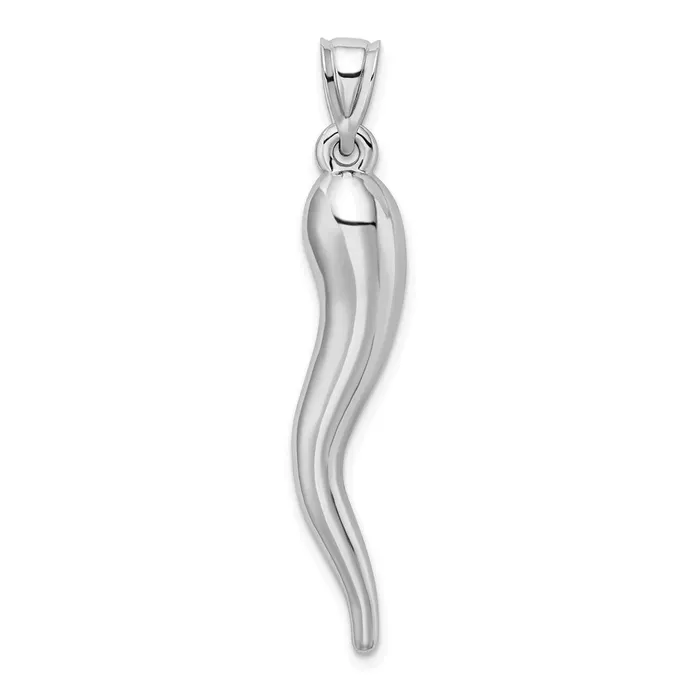 Necklaces TreasureFineJewelers 14k White Gold Hollow 3D Italian Horn Pendant