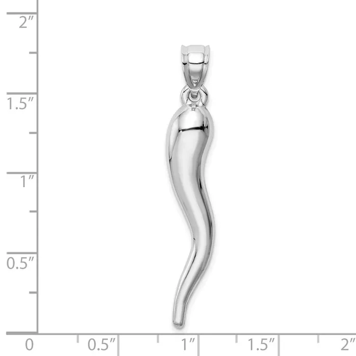 Necklaces TreasureFineJewelers 14k White Gold Hollow 3D Italian Horn Pendant