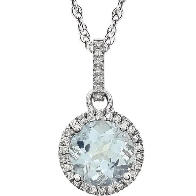 Necklaces TreasureFineJewelers 14K White Gold Natural Aquamarine 110 CTW Natural Diamond 18 Necklace Necklaces TreasureFineJewelers 14K White Gold Natural Aquamarine 110 CTW Natural Diamond 18 Necklace