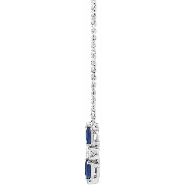 Necklaces TreasureFineJewelers 14K White Gold Natural Blue Sapphire 110 CTW Natural Diamond Circle 18 Necklace