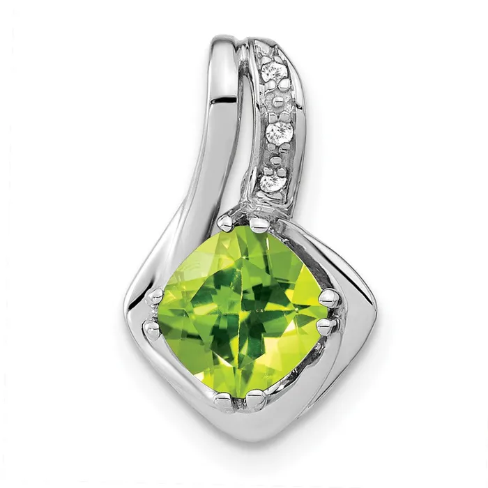 Necklaces TreasureFineJewelers 14k White Gold Peridot and Diamond Chain Slide Pendant Necklaces TreasureFineJewelers 14k White Gold Peridot and Diamond Chain Slide Pendant