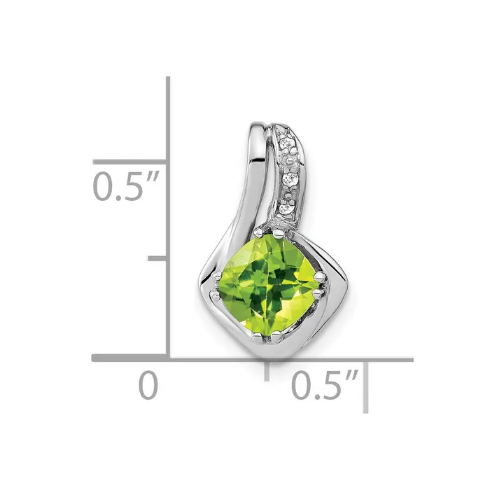 Necklaces TreasureFineJewelers 14k White Gold Peridot and Diamond Chain Slide Pendant