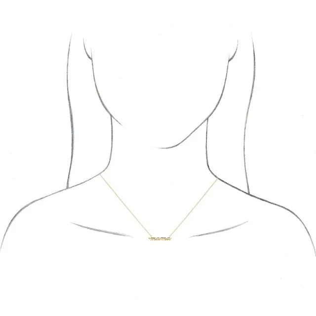 Necklaces TreasureFineJewelers 14K White Gold Petite Mama Script 16 Necklace