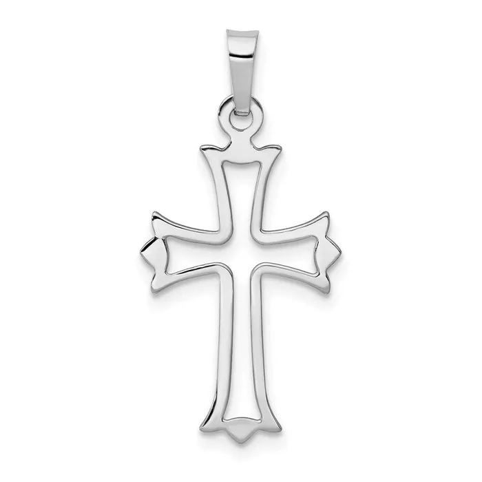 Necklaces TreasureFineJewelers 14k White Gold Polished Cut out Fleur de Lis Cross Pendant Necklaces TreasureFineJewelers 14k White Gold Polished Cut out Fleur de Lis Cross Pendant