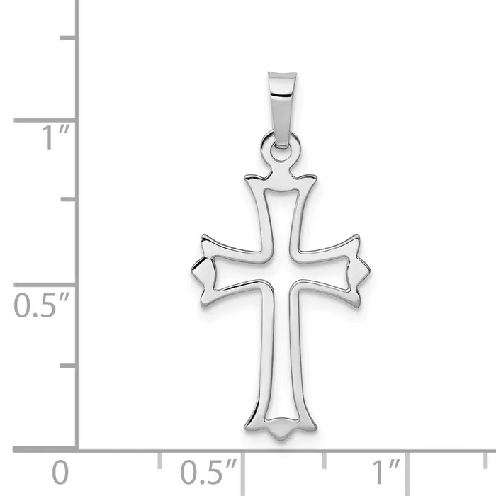 Necklaces TreasureFineJewelers 14k White Gold Polished Cut out Fleur de Lis Cross Pendant