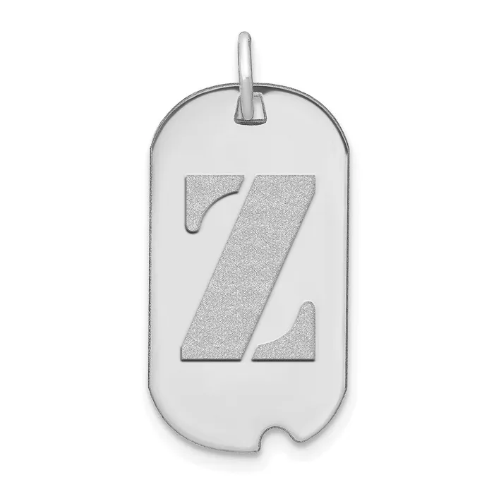 Necklaces TreasureFineJewelers 14k White Gold Polished Letter Z Initial Dog Tag Pendant Necklaces TreasureFineJewelers 14k White Gold Polished Letter Z Initial Dog Tag Pendant