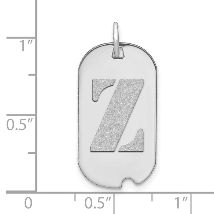 Necklaces TreasureFineJewelers 14k White Gold Polished Letter Z Initial Dog Tag Pendant