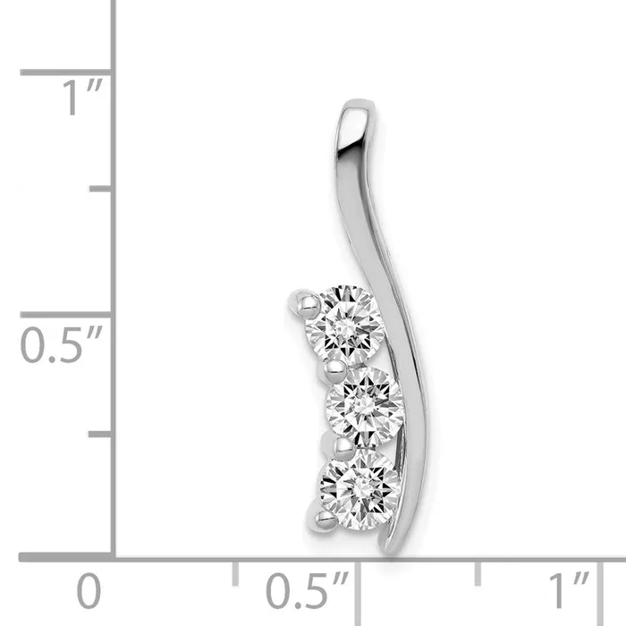 Necklaces TreasureFineJewelers 14k White Gold VS Diamond Three Stone Curved Bar Pendant