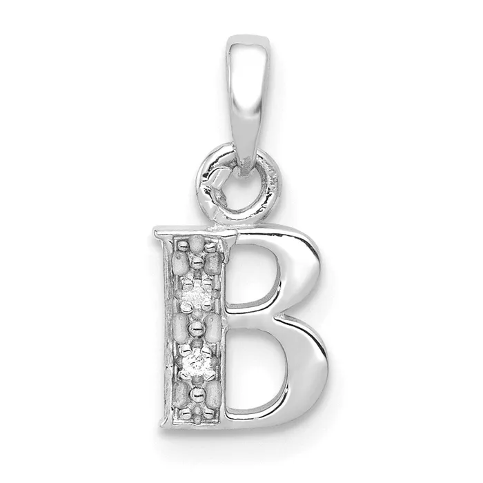 Necklaces TreasureFineJewelers 14k White Gold with Rhodium Diamond Letter B Initial Pendant Necklaces TreasureFineJewelers 14k White Gold with Rhodium Diamond Letter B Initial Pendant