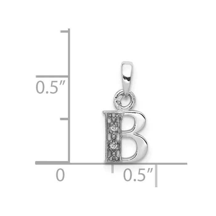 Necklaces TreasureFineJewelers 14k White Gold with Rhodium Diamond Letter B Initial Pendant