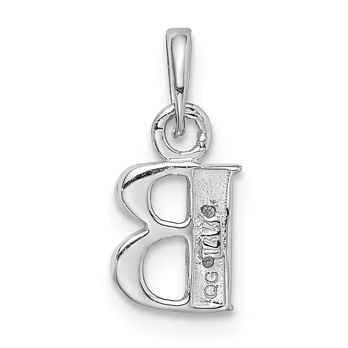 Necklaces TreasureFineJewelers 14k White Gold with Rhodium Diamond Letter B Initial Pendant