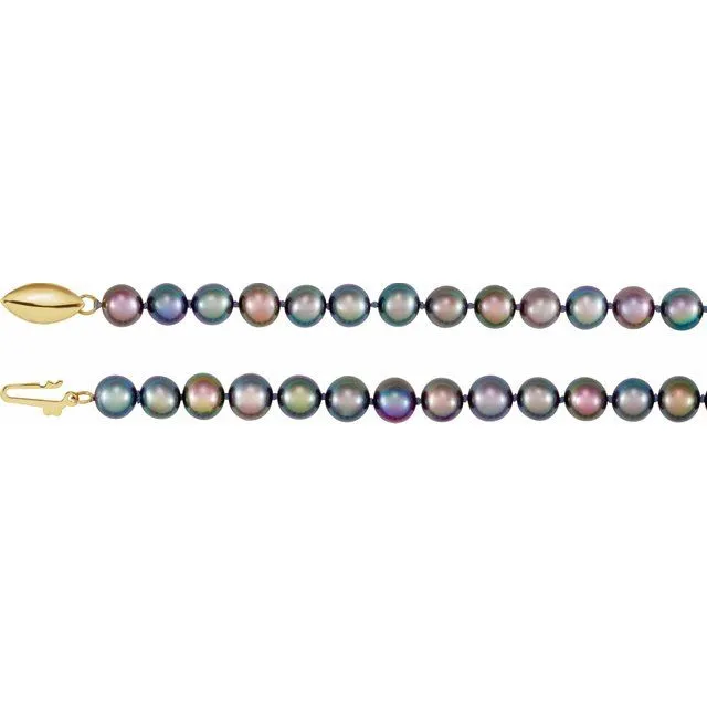 Necklaces TreasureFineJewelers 14K Yellow Freshwater Cultured Black Pearl 20 Necklace Necklaces TreasureFineJewelers 14K Yellow Freshwater Cultured Black Pearl 20 Necklace