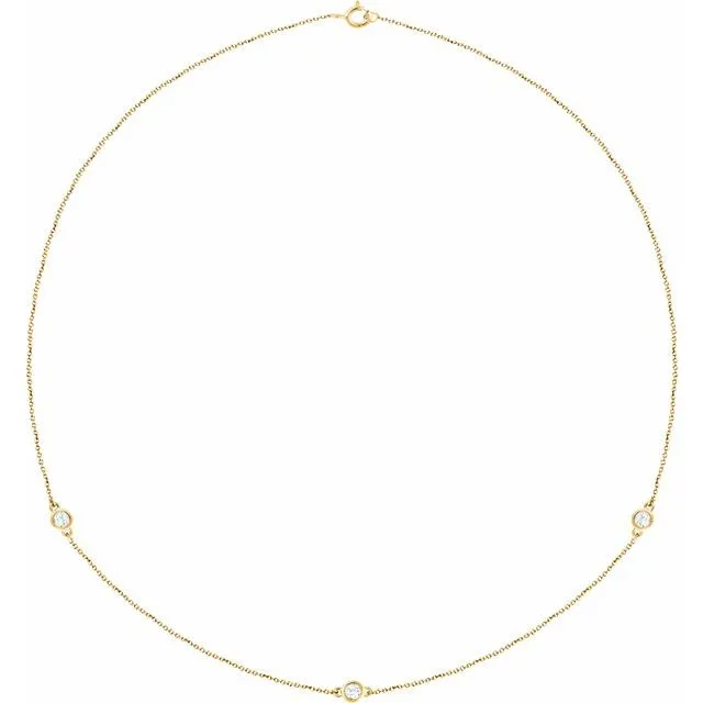Necklaces TreasureFineJewelers 14K Yellow Gold 13 CTW LabGrown Diamond 3Station 18 Necklace