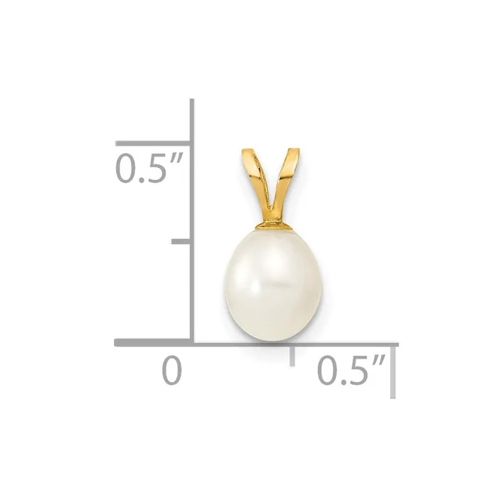 Necklaces TreasureFineJewelers 14k Yellow Gold 67mm White Rice Freshwater Cultured Pearl Pendant