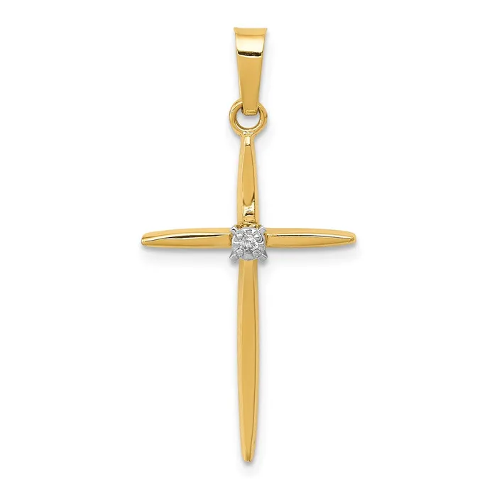 Necklaces TreasureFineJewelers 14k Yellow Gold Diamond Polished Passion Cross Pendant