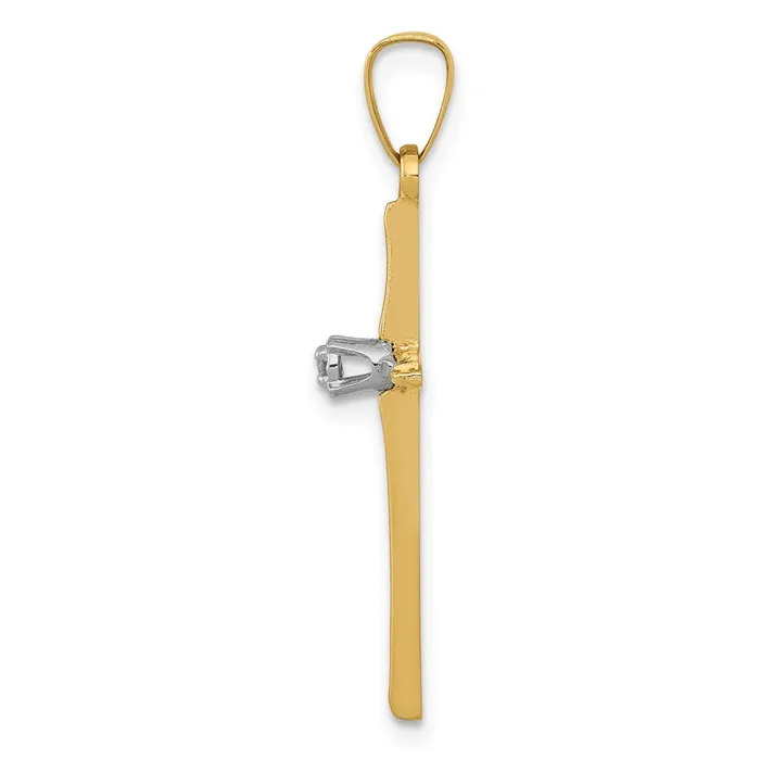 Necklaces TreasureFineJewelers 14k Yellow Gold Diamond Polished Passion Cross Pendant