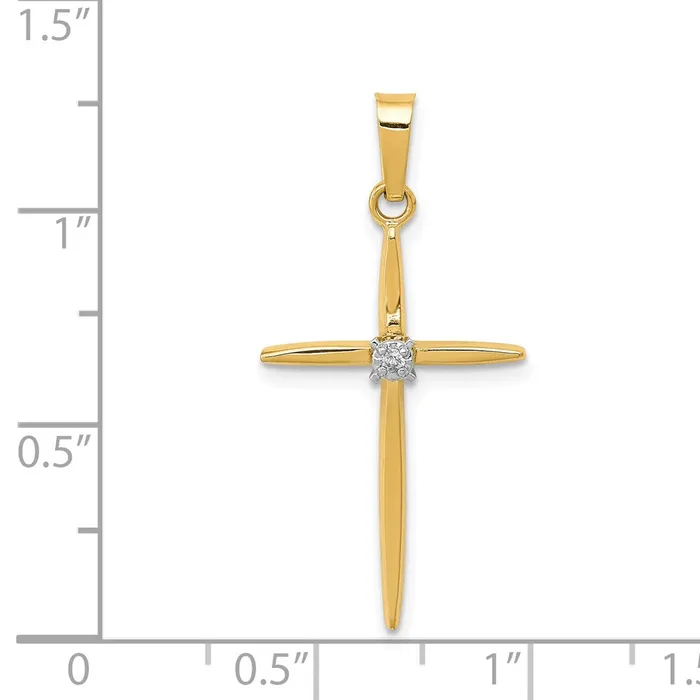 Necklaces TreasureFineJewelers 14k Yellow Gold Diamond Polished Passion Cross Pendant