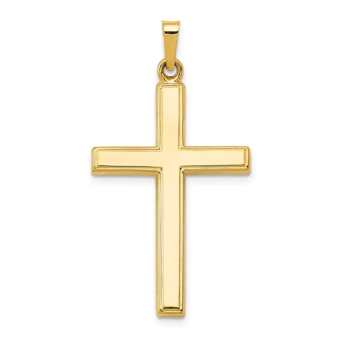 Necklaces TreasureFineJewelers 14k Yellow Gold Hollow Cross Pendant